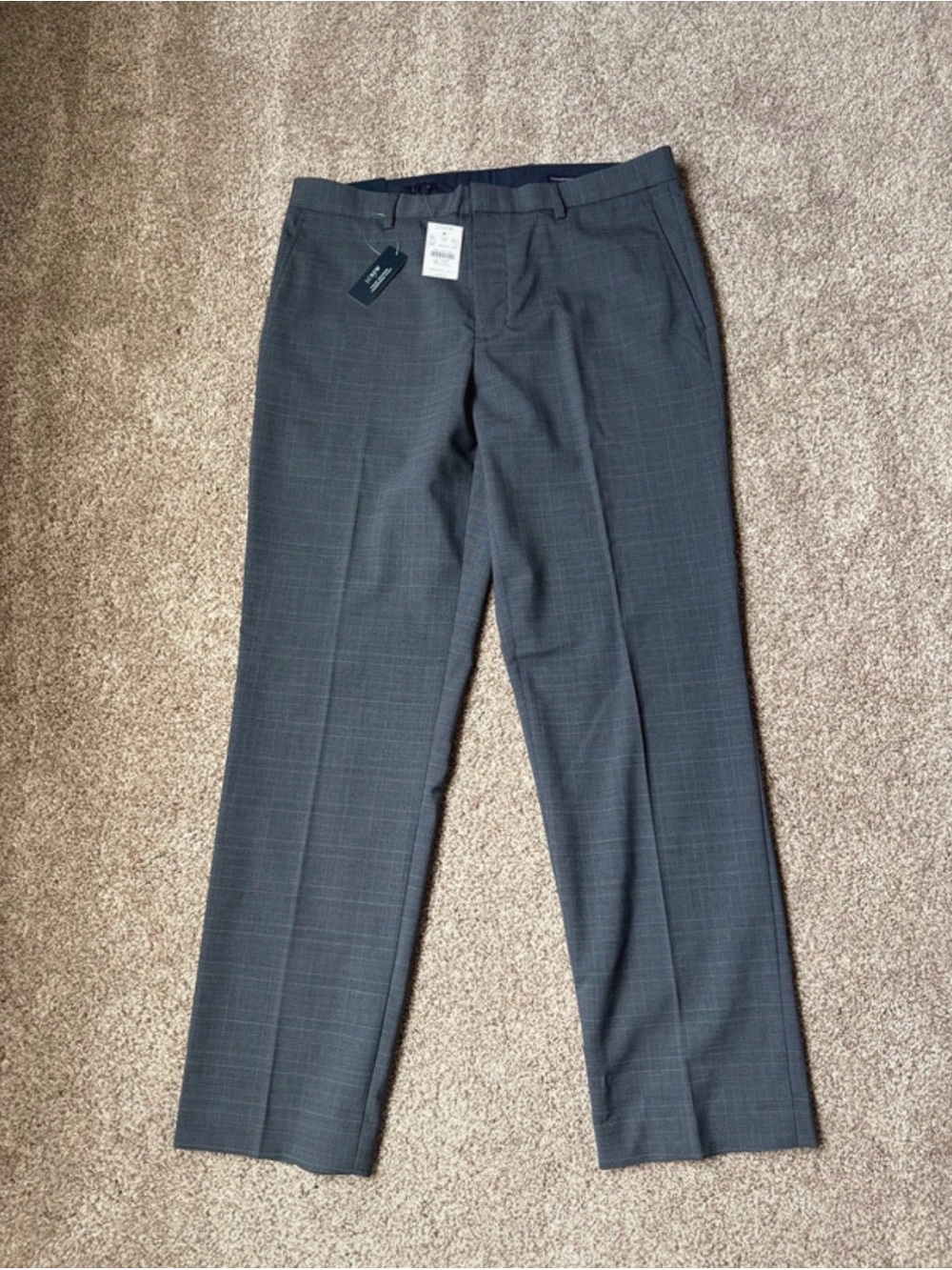 J. Crew men’s Navy and Gray Plaid Tailored Pants